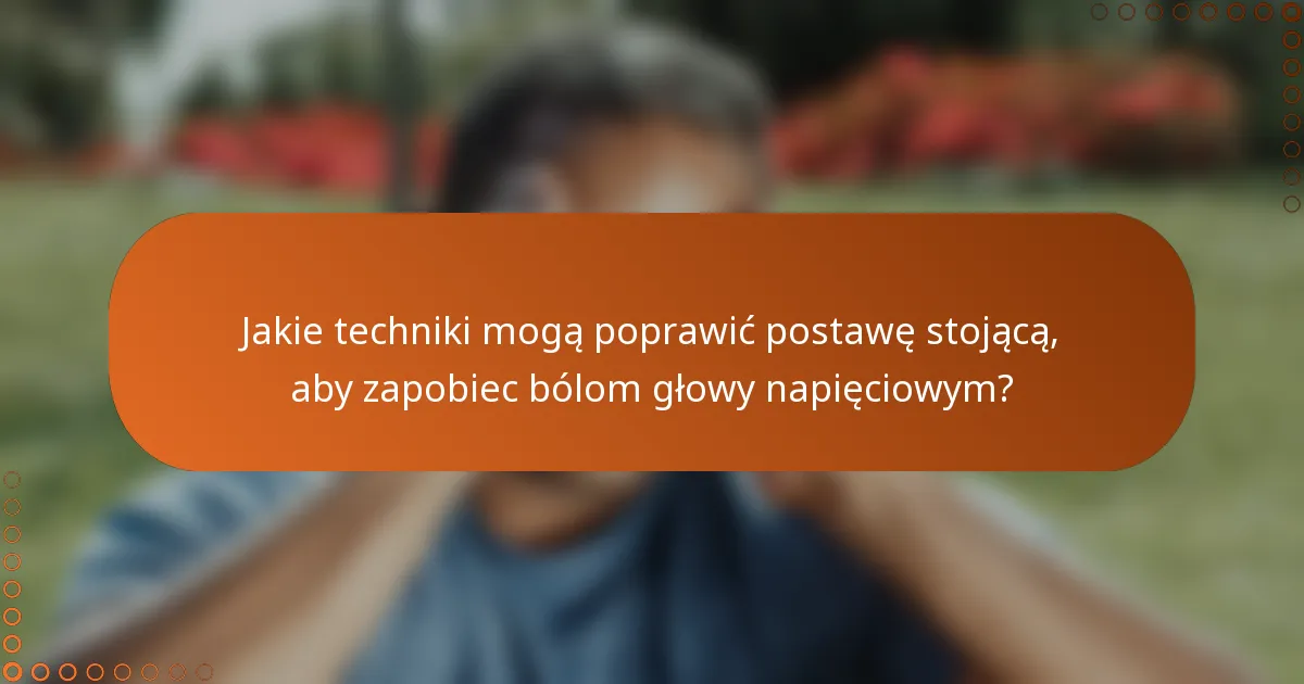 Jakie techniki mogą poprawić postawę stojącą, aby zapobiec bólom głowy napięciowym?